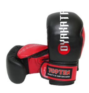 Boxing gloves with synthetic leather in black-red